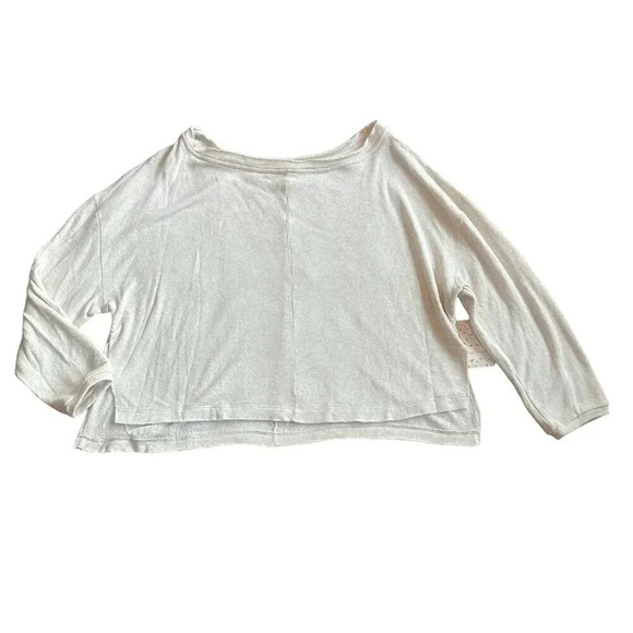 Free People Oversized Cropped Sweater Beige Oatmeal Cozy Size Small Women's NWT - Picture 1 of 12